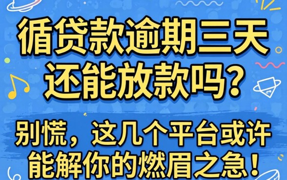 循环贷款逾期三天还能放款吗？别慌，这几个平台或许能解你的燃眉之急！