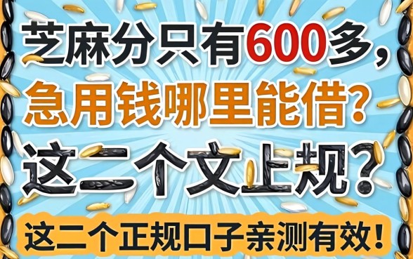 芝麻分只有600多，急用钱哪里能借？这几个正规口子亲测有效！
