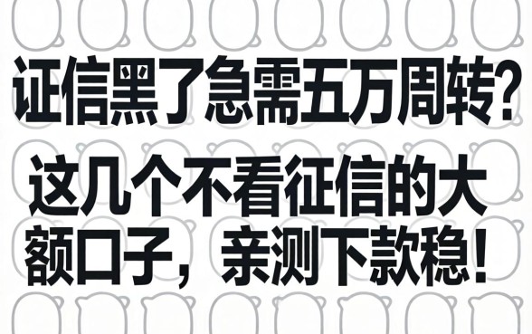 征信黑了急需五万周转?这几个不看征信的大额口子,亲测下款稳!