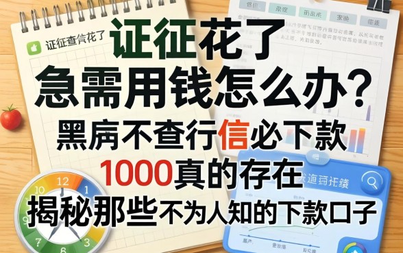 征信花了急需用钱怎么办？黑户不查征信必下款1000真的存在吗？揭秘那些不为人知的下款口子