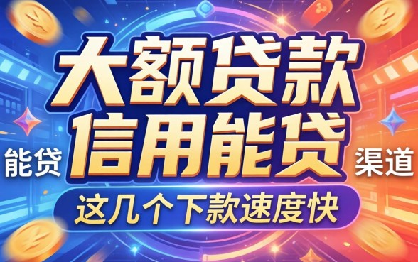 揭秘大额贷款信用分能贷的渠道，这几个下款速度挺快