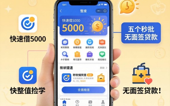 哪里可以快速借5000，整合五个秒批无面签贷款app