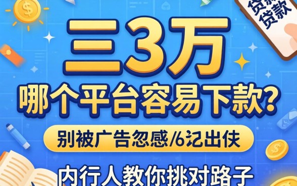 贷款三万哪个平台容易下款？别被广告忽悠，内行人教你挑对路子