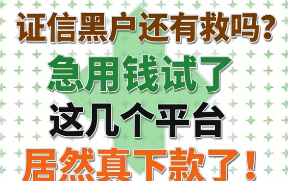 征信黑户还有救吗?急用钱试了这几个平台居然真下款了!