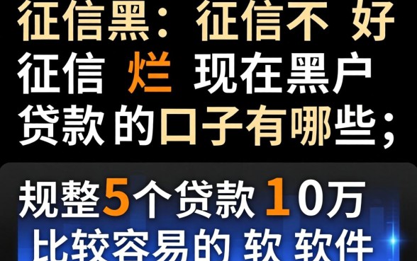 征信黑征信不好征信烂现在黑户贷款的口子有哪些,规整5个贷款10万比较容易的软件