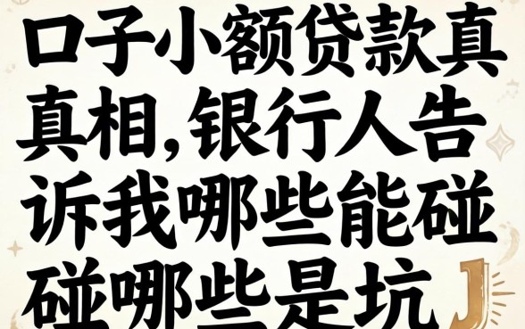 2026年黑口子小额贷款真相：银行人告诉你哪些能碰哪些是坑