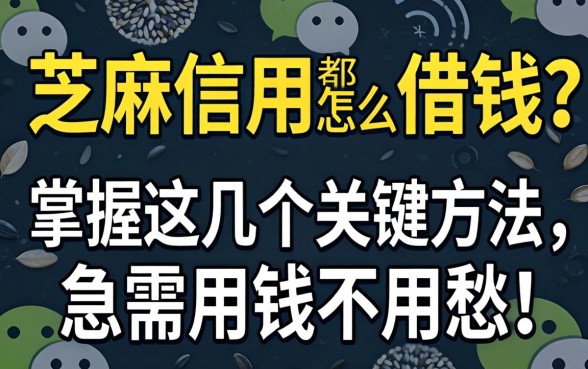 微信芝麻信用都怎么借钱？掌握这几个关键方法，急需用钱不用愁