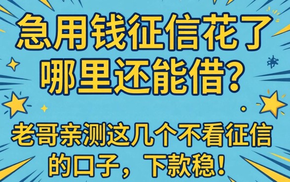 急用钱征信花了哪里还能借？老哥亲测这几个不看征信的口子，下款稳！