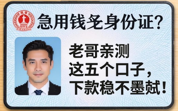 急用钱只有身份证？老哥亲测这五个口子，下款稳不墨迹！