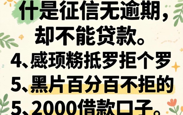 个人征信无逾期却不能贷款，罗列5个黑户百分百不拒的2000借款口子