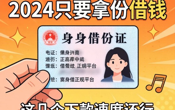 2024年只要拿身份证借钱的正规平台，这几个下款速度还行
