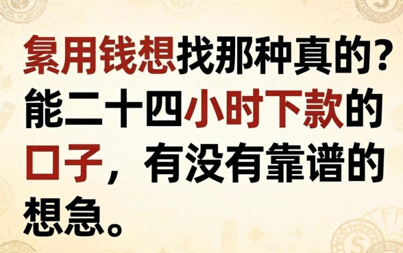 急用钱想找那种真的能二十四小时下款的口子，有没有靠谱的推荐？
