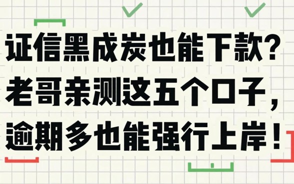征信黑成炭也能下款?老哥亲测这五个口子,逾期多也能强行上岸!
