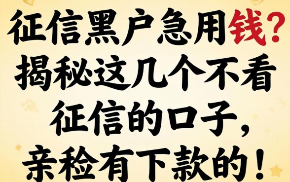 征信黑户急用钱？揭秘这几个不看征信的口子，亲测有下款的！