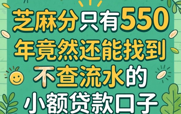 我芝麻分只有550，2026年竟然还能找到不查流水的小额贷款口子