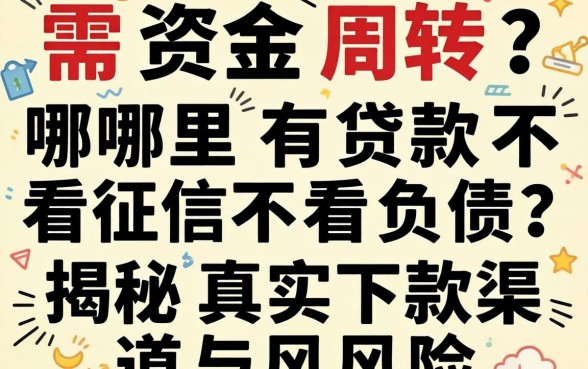 急需资金周转?哪里有贷款不看征信不看负债?揭秘真实下款渠道与风险