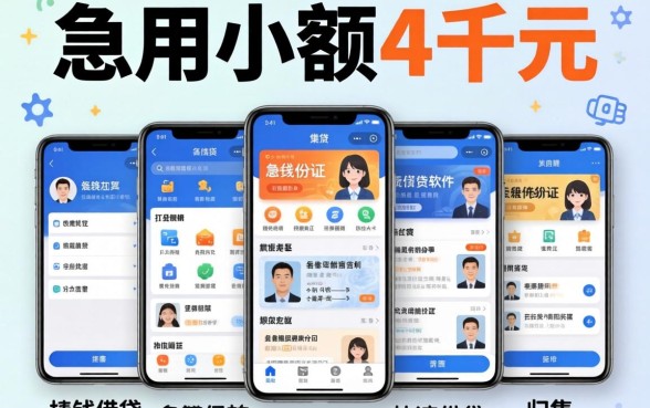 借钱急用小额4千元，归集五个手机和身份证快速借钱软件