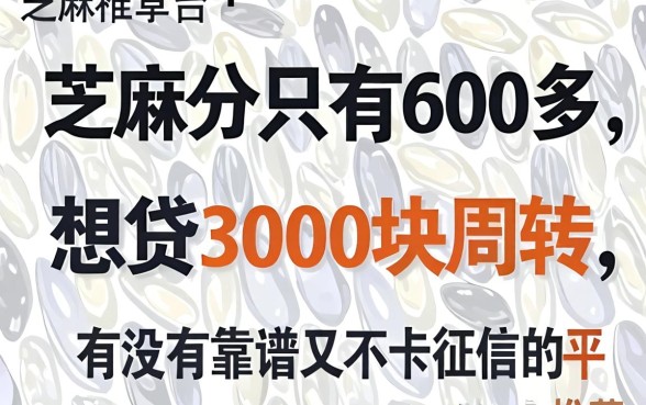 芝麻分只有600多，想贷3000块周转，有没有靠谱又不卡征信的平台推荐？
