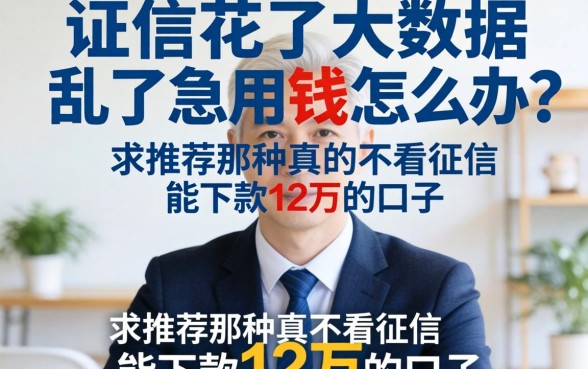 征信花了大数据乱了急用钱怎么办？求推荐那种真的不看征信能下款12万的口子！