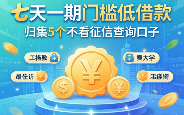 7天一期门槛低借款，归集5个不看征信查询的口子