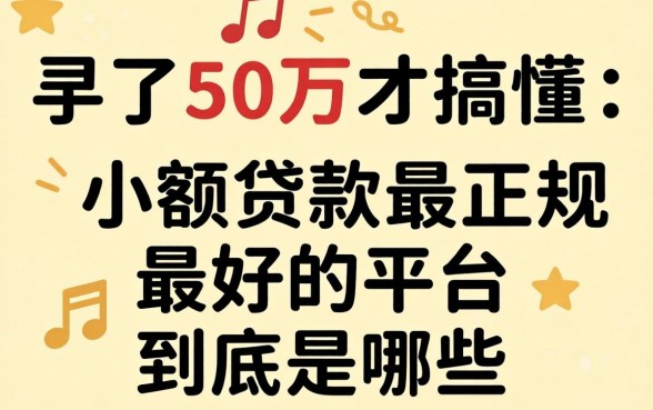 借了50万才搞懂：小额贷款最正规最好的平台到底是哪些
