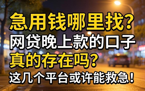 深夜急用钱哪里找？网贷晚上批款的口子真的存在吗？这几个平台或许能救急！