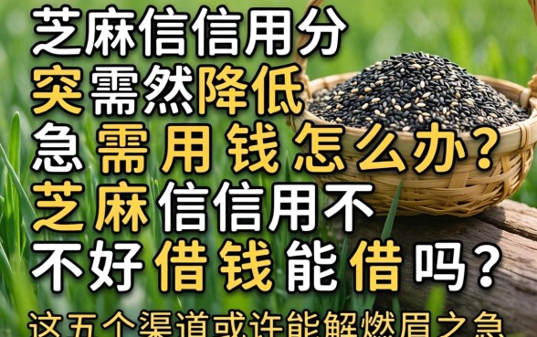 芝麻信用分突然降低急需用钱怎么办？芝麻信用不好借钱能借吗？这五个渠道或许能解燃眉之急