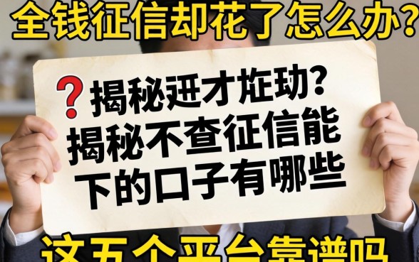 急需用钱征信却花了怎么办？揭秘不查征信能下的口子有哪些，这五个平台靠谱吗？