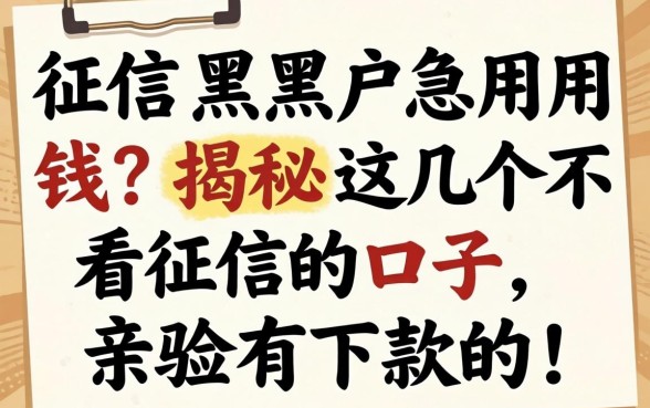 征信黑户急用钱？揭秘这几个不看征信的口子，亲测有下款的！