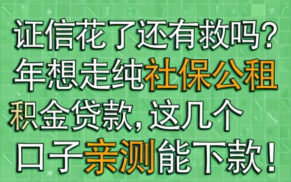 征信花了还有救吗？2026年想走纯社保公积金贷款，这几个口子亲测能下款！