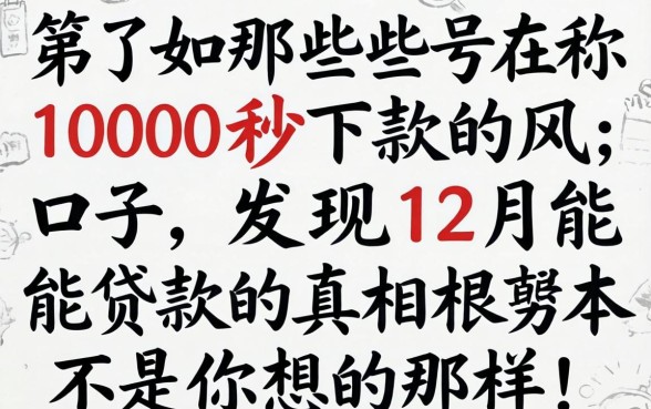 我试了那些号称1000秒下款的口子，发现12月能贷款的真相根本不是你想的那样