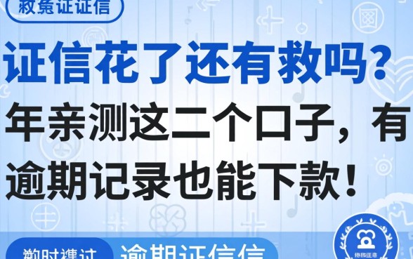 征信花了还有救吗？2026年亲测这几个口子，有逾期记录也能下款！