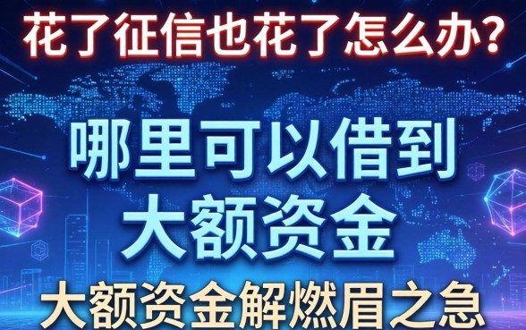 大数据花了征信也花了怎么办？哪里可以借到大额资金解燃眉之急？