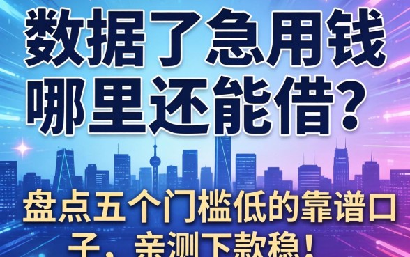 大数据花了急用钱哪里还能借？盘点五个门槛低的靠谱口子，亲测下款稳！