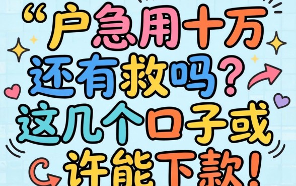 黑户急用十万,还有救吗?这几个口子或许能下款!