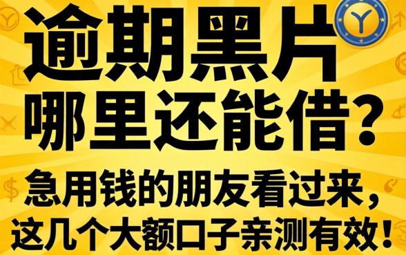 网贷逾期黑户哪里还能借？急用钱的朋友看过来，这几个大额口子亲测有效！