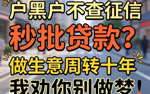 黑户黑户不查征信秒批贷款？做生意周转十年，我劝你别做梦