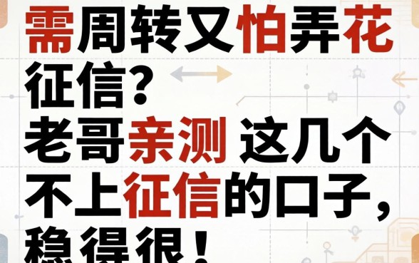 急需周转又怕弄花征信？老哥亲测这几个不上征信的口子，稳得很！
