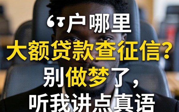 黑户哪里可以大额贷款不查征信？别做梦了，听我讲点真话