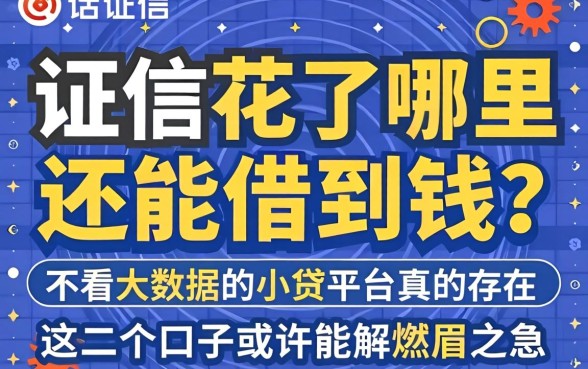 征信花了哪里还能借到钱？不看大数据的小贷平台真的存在吗？这几个口子或许能解燃眉之急