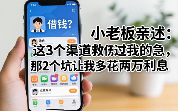 手机上在哪儿借钱？小老板亲述：这3个渠道救过我的急，那2个坑让我多花两万利息