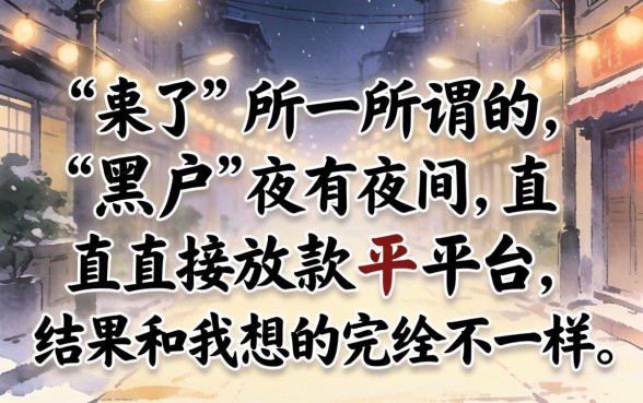 我试了所谓的黑户夜间直接放款平台，结果和我想的完全不一样