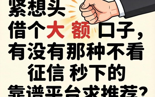 手头紧想借个大额口子，有没有那种不看征信秒下的靠谱平台求推荐？