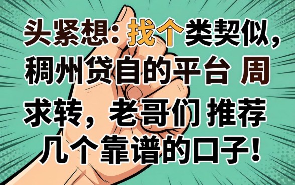 手头紧想找个类似稠州贷的平台周转,求老哥们推荐几个靠谱的口子!