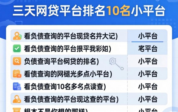 我翻了三天网贷平台排名前10名小平台，发现不看负债查询的平台根本不是你想的那样