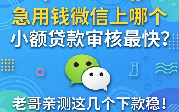 急用钱微信上哪个小额贷款审核最快？老哥亲测这几个下款稳！
