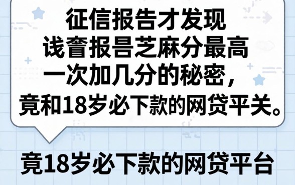 我查了征信报告才发现，芝麻分最高一次加几分的秘密，竟和18岁必下款的网贷平台有关