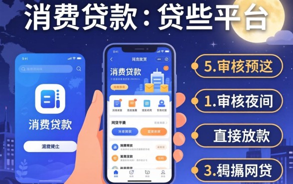 消费贷款的平台有哪些，理出五个不审核夜间直接放款的网贷软件