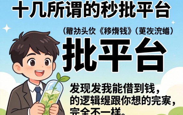 我试了十几个所谓的秒批平台，发现能借到钱的逻辑跟你想的完全不一样