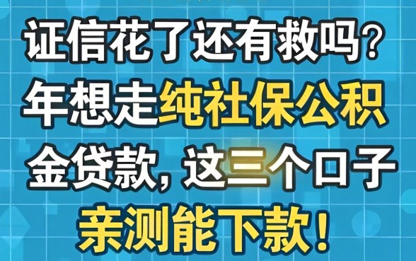 征信花了还有救吗？2026年想走纯社保公积金贷款，这几个口子亲测能下款！